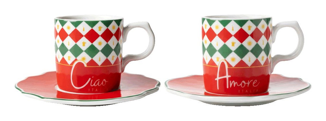 Set 2 Tassen Inkl. Untertassen Tricolore