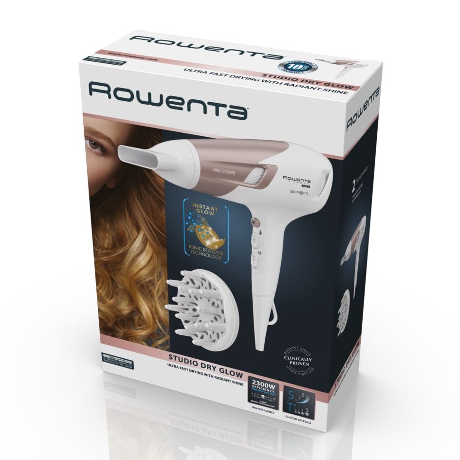 Rowenta Cv5830 Studio Dry 2300w Blanco Secador De Pelo Con Difusor Generador Iónico