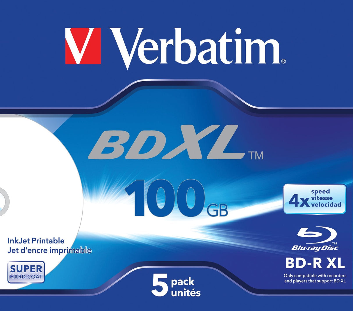 Bluray Verbatim 100gb 5pcs Bd-R Jc Printable