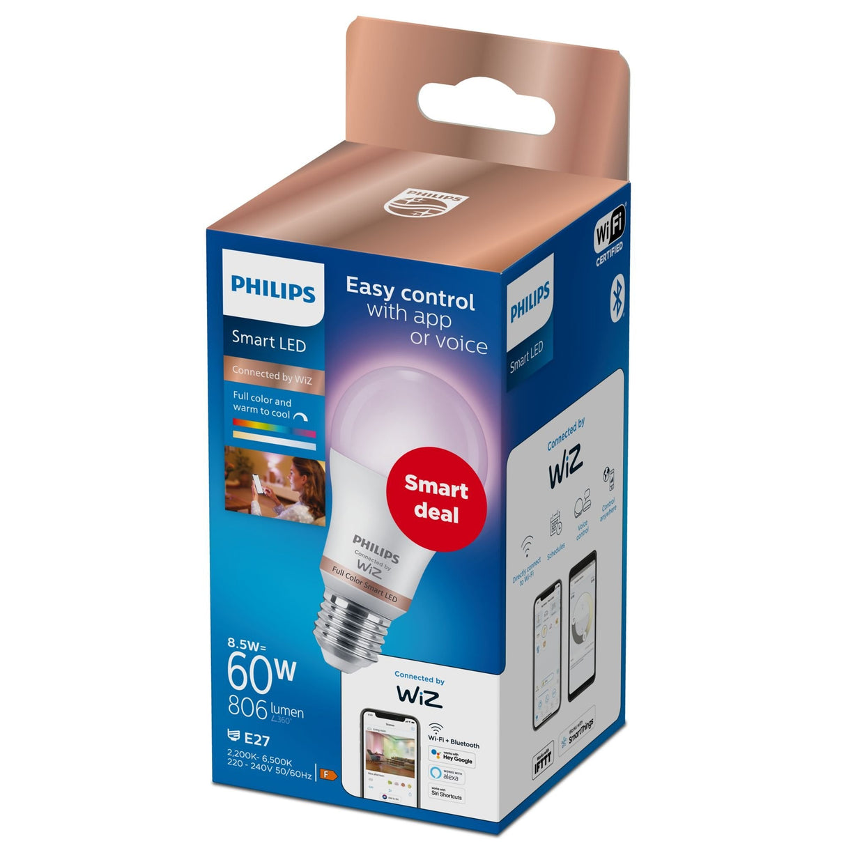 Bombilla Led Standard E27 8,5w Full Colors Wifi Wiz Philips