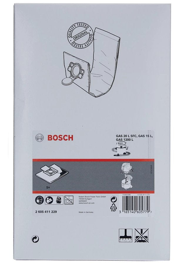 Bolsa De Filtro De Fieltro Bosch Gas 20 L Sfc, Bolsas De Aspiradora