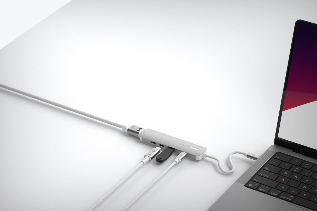 Hub 5 Puertos Pro Usb-C 140w Gris Linq Usb-C/ 1xusb3.2, 1xhdmi, 1xusb-C Pd Hasta 140w, 2xusb-C