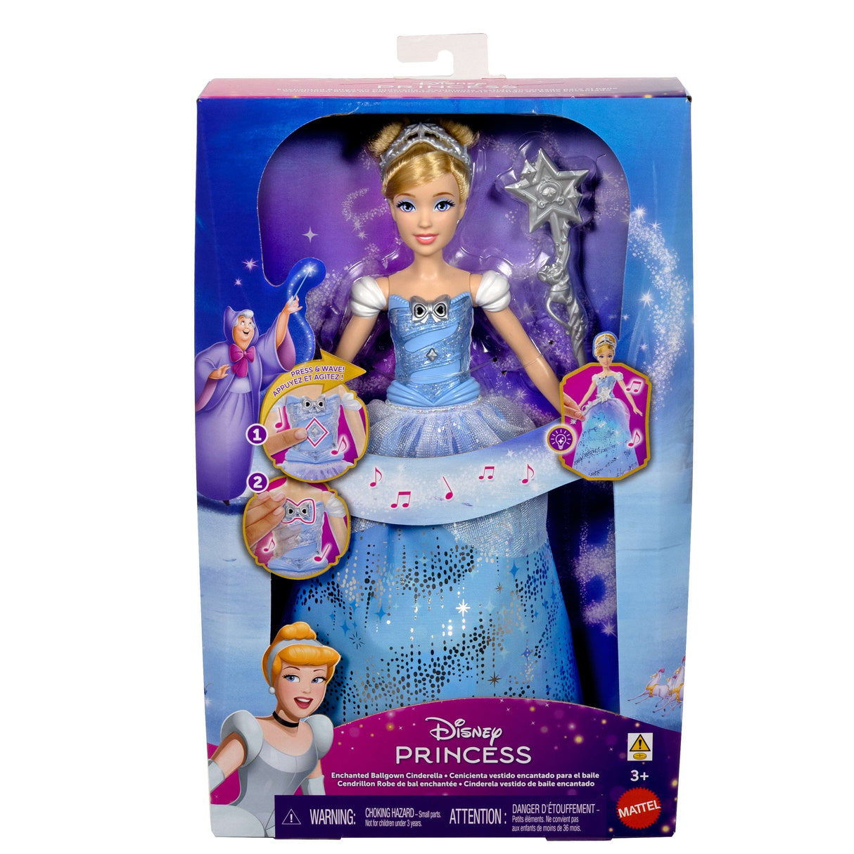Mattel Disney Prinzessin Cinderella-Modepuppe Im Bezaubernden Ballkleid (Mit Licht Und Geräuschen) Jbf94