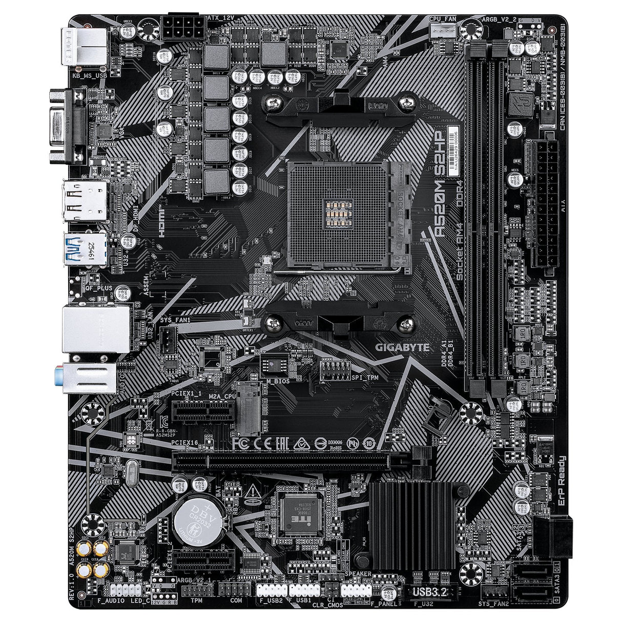 Gigabyte A520m S2hp Am4 2xddr4 D-Sub Hdmi Dp M.2