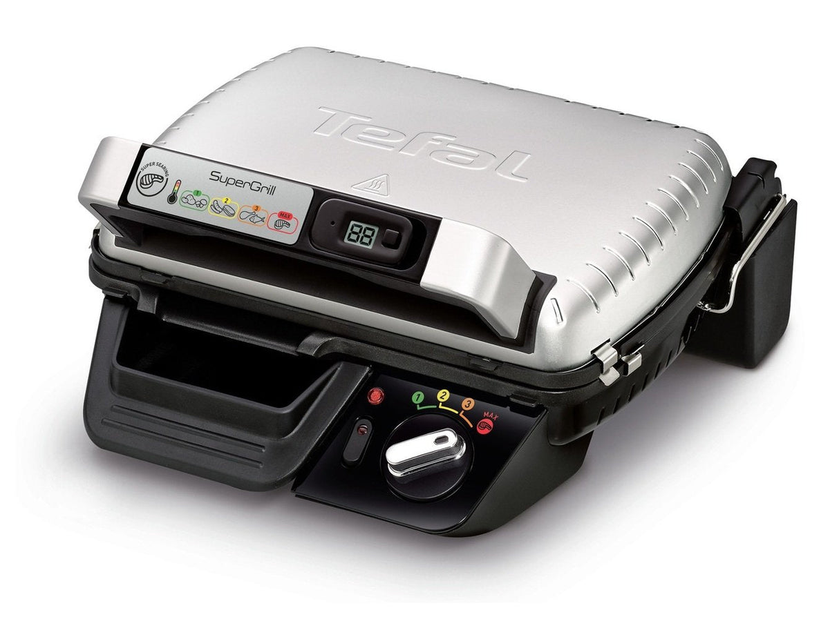 Parrilla Tefal Gc451b12 Tradicional Con Parrilla 2000w Color Plateado