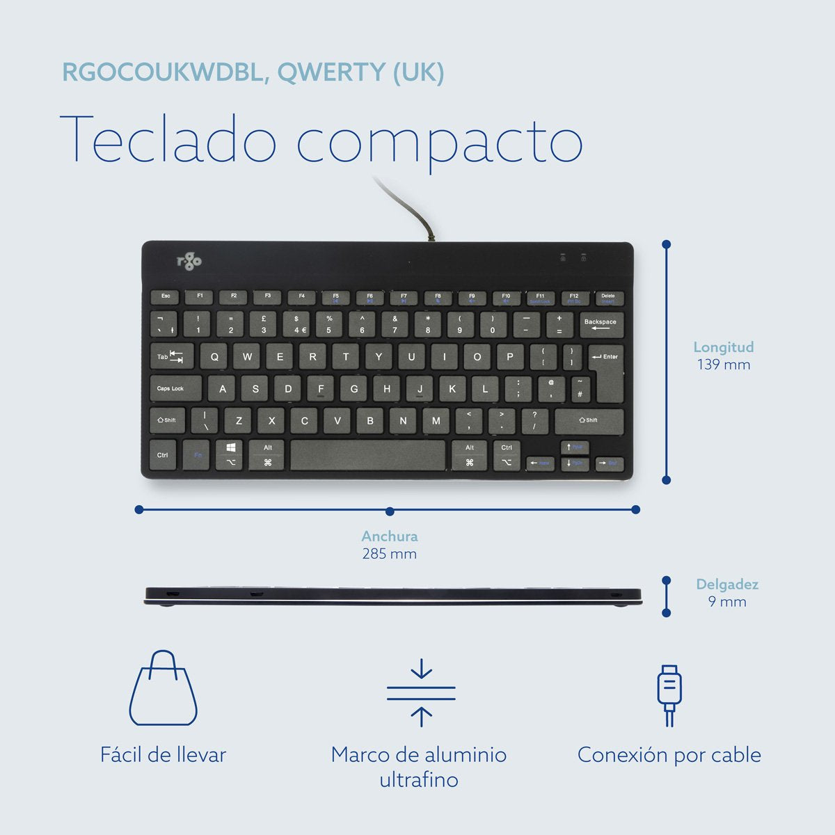 EAN 8719274491385 - R-Go Tools RGOCOUKWDBL teclado USB Inglés del Reino Unido imagen 9