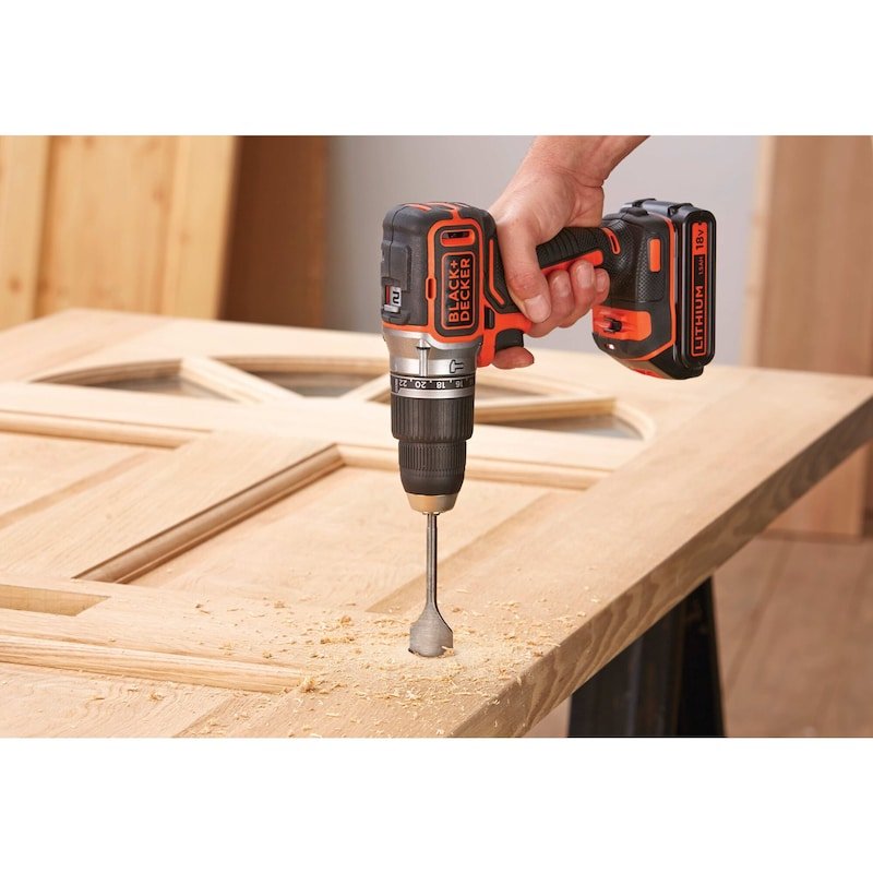 Taladro Percutor Inalámbrico Black+Decker Bl188k, 18 Voltios Negro/Naranja, Batería Li-Ion 1,5 Ah Bl188k-Qw