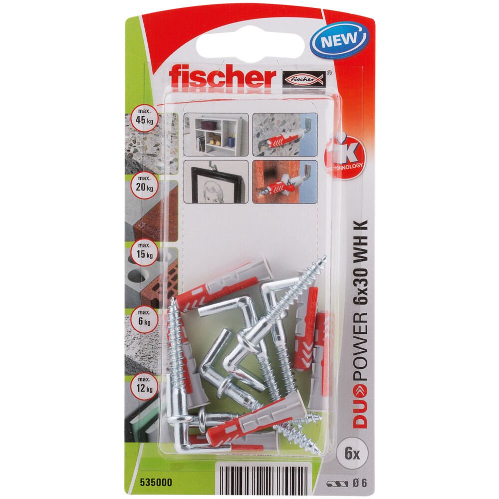 Blister 6 Tacos+Alcayatas Duopower Ø6x30mm 535000 Fischer