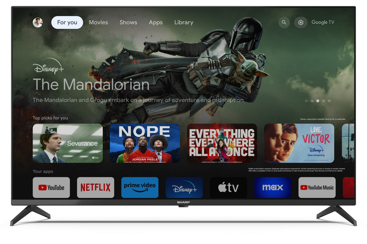 Televisor Sharp 43gl4260e Tv Sin Marco Smart Google 4k Ultra Hd De 43" (108 Cm), Dolby Vision, Dolby Atmos, Asistente De Google