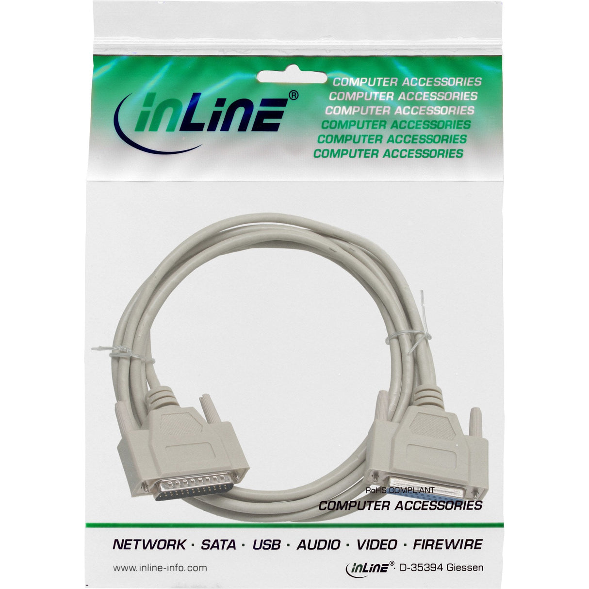 Cable De Extensión Serie Inline De 25 Pines Macho A Hembra Moldeado Asignado Directo 30 M