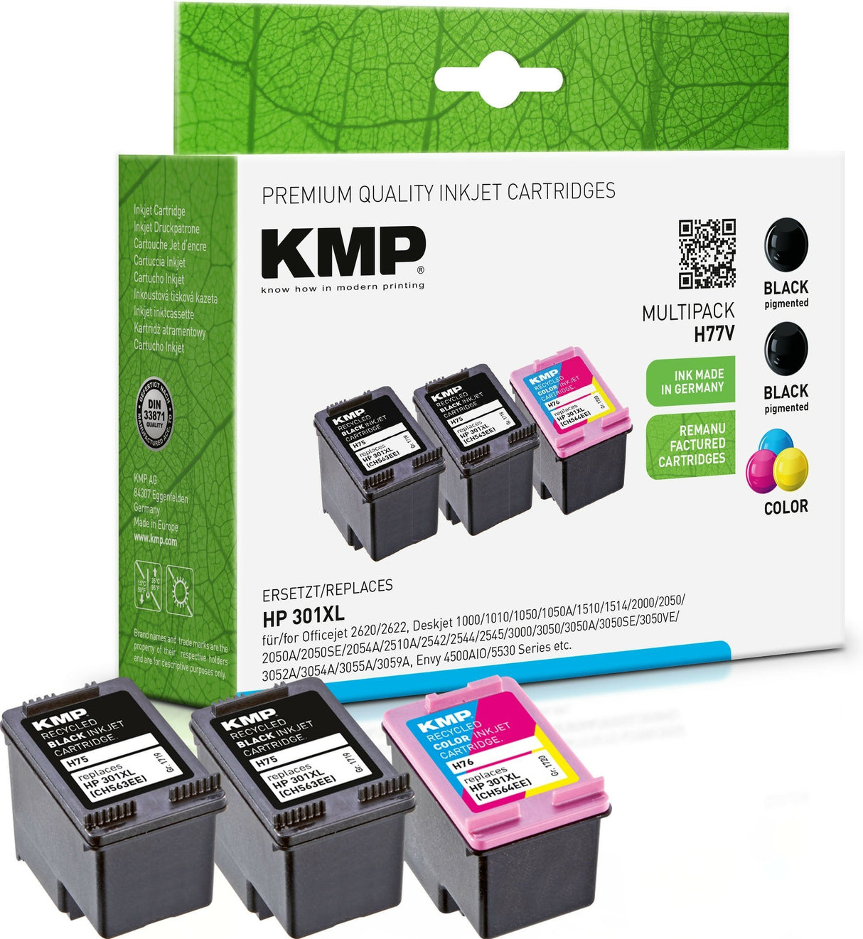 Kmp Cartucho Hp 301xl Ch563ee Multipack Bk C Y M Remanufactured
