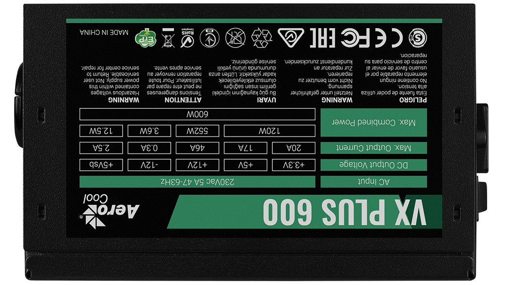 EAN 4718009159358 - Aerocool VX PLUS 600 unidad de fuente de alimentación 600 W 20+4 pin ATX ATX Negro imagen 3