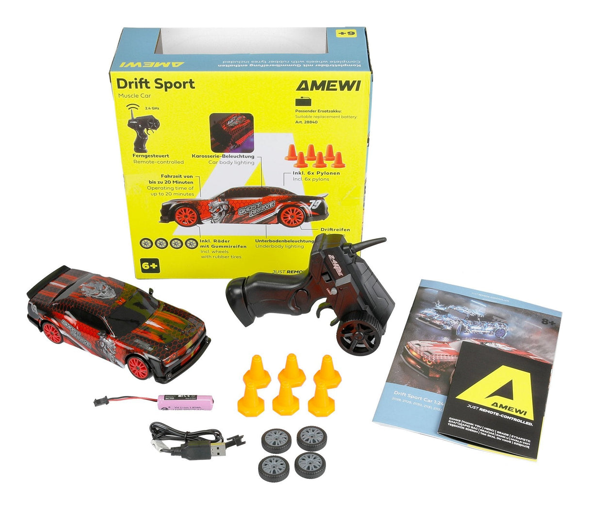 Amewi Drift Sport Muscle Car 4wd 1:24 Rtr Rojo 6+