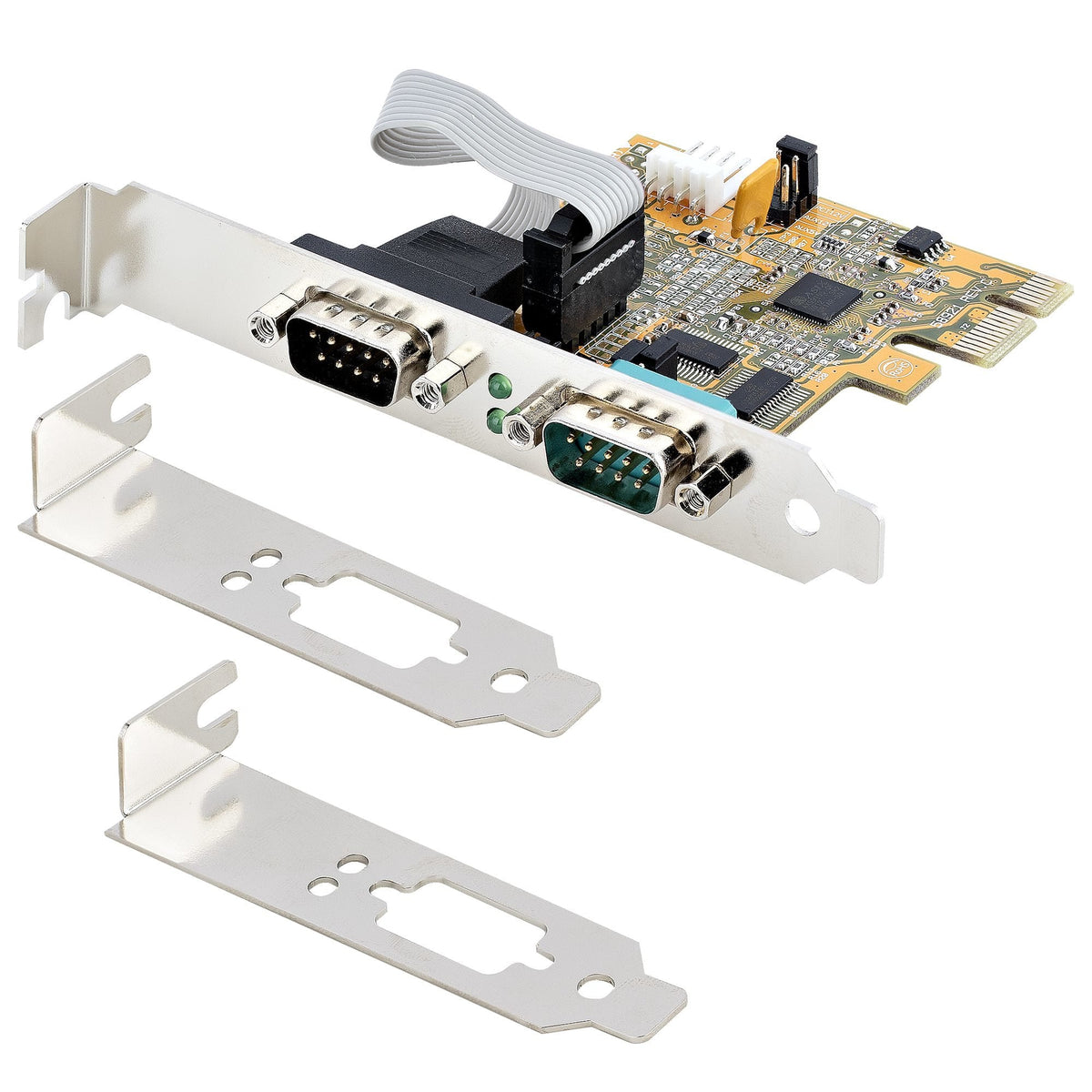 Pcie Dual Serial Port Card - Ctlr 16c1050 Uart 5v/12v Status Light
