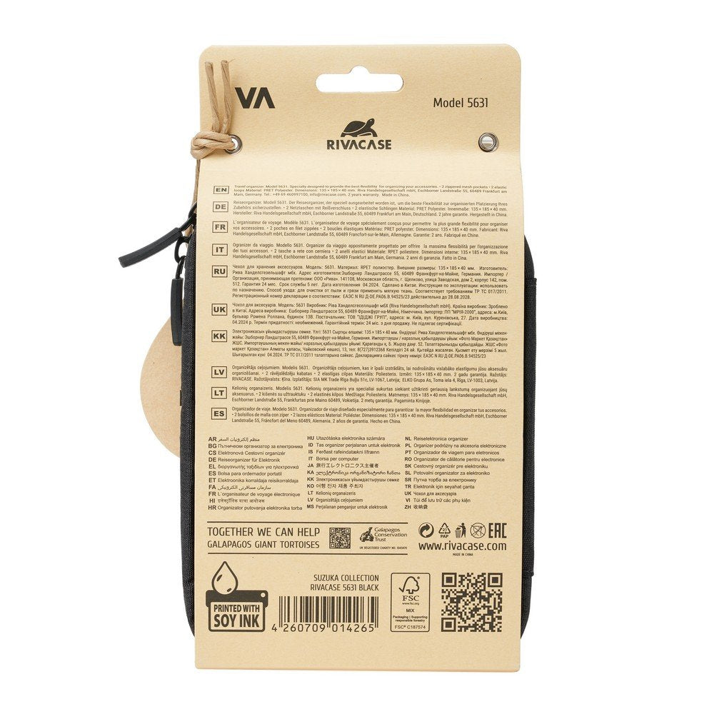 Rivacase 5631 Organizador Viaje Cables Negro Peq