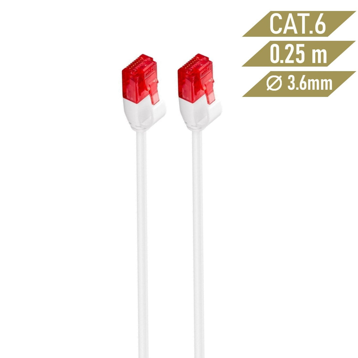 Ewent Cable Red Slim Cat.6 U/Utp Awg30/7, Cu, 0,25mt Blanco Slim Cable De Red Cat.6 U/Utp Slim 0.25 M