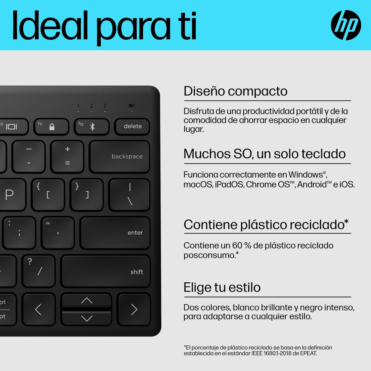 Hp Teclado Multidispositivo Compacto 350 Con Bluetooth