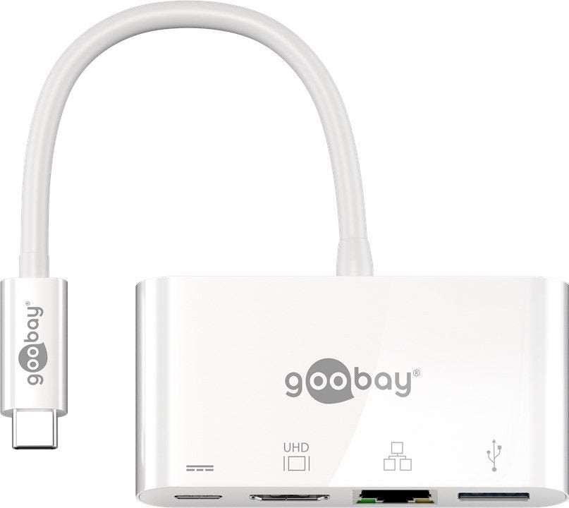 Goobay 62105 Adaptador Usb-C -> Hdmi + Ethernet + Pd Blanco