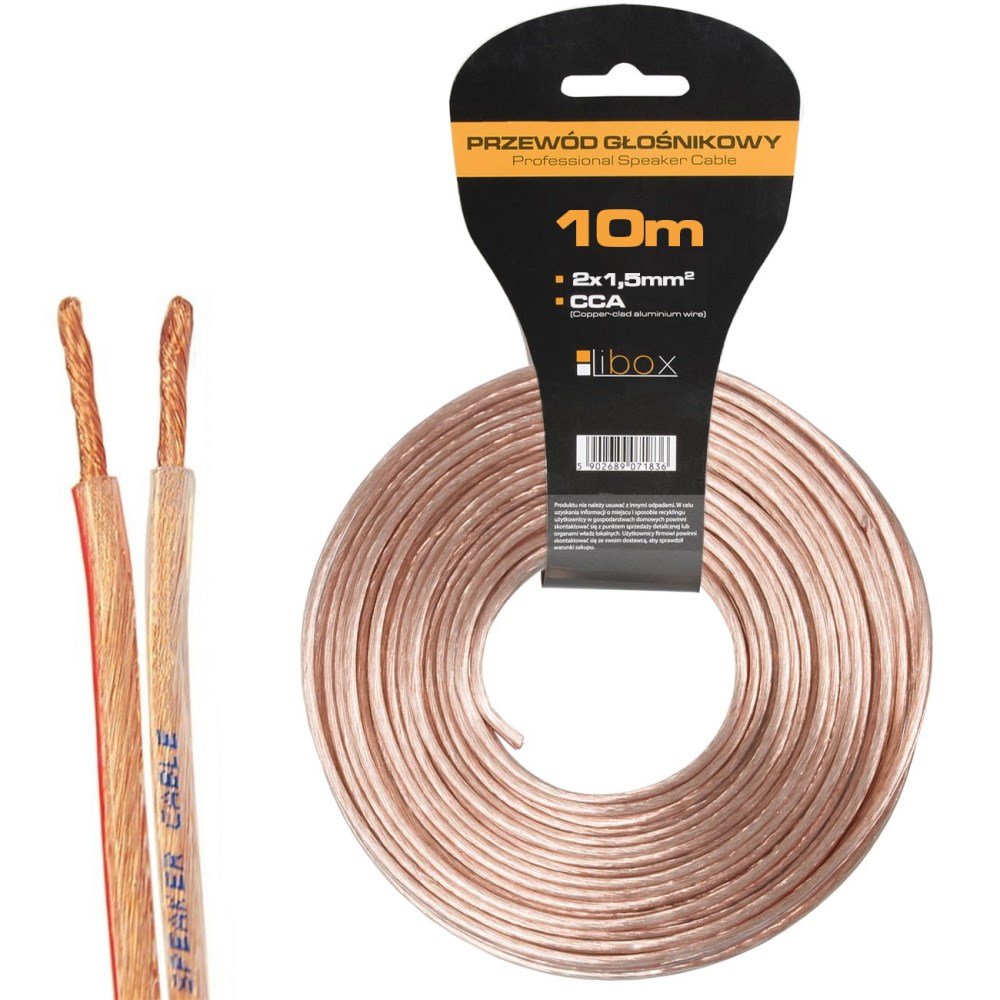 EAN 5902689070891 - Libox Kabel głośnikowy 2x1,50mm LB0008-10 cable de audio 10 m Transparente imagen 1