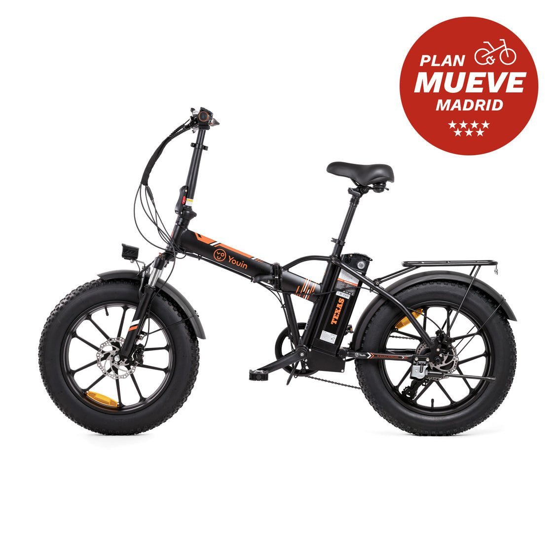 Youin Bk1201 Bicicleta Eléctrica Negro, Naranja Aluminio 20 50,8 Cm (20") 27 Kg