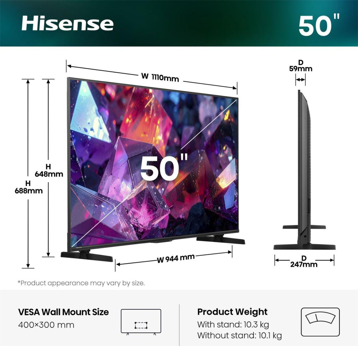 EAN 6942351432977 - Hisense 50E7S PRO 127 cm (50") 4K Ultra HD Smart TV Wifi Negro 350 cd / m² imagen 2