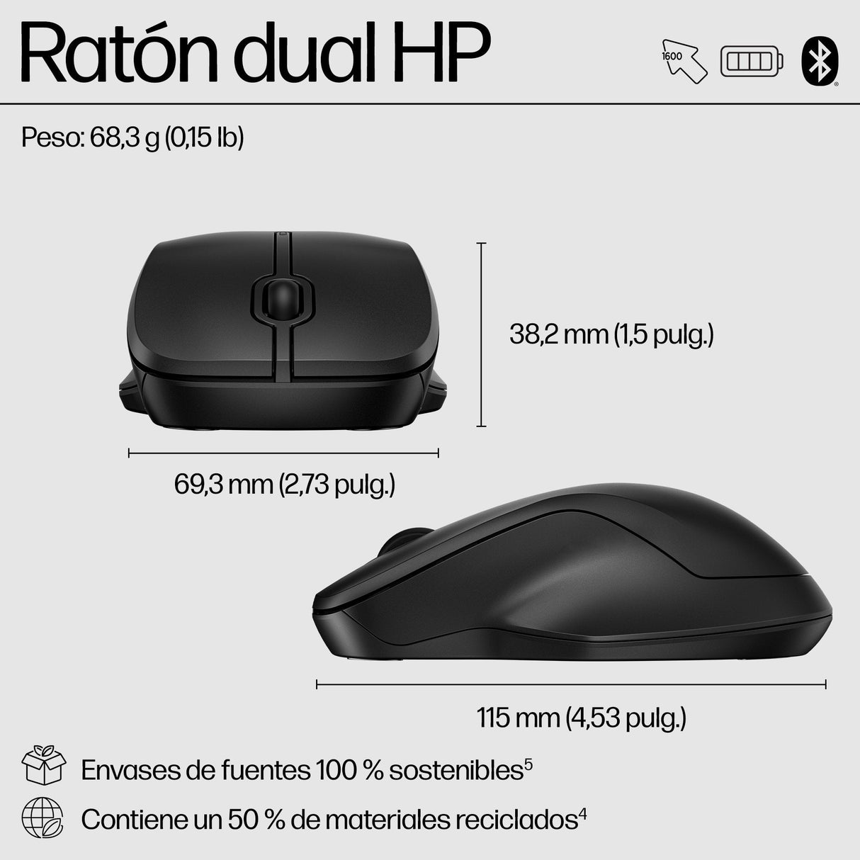 Ratón Hp 255 Dual Wireless Mouse
