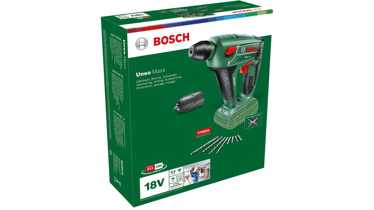 Martillo Perforador A Batería Uneo Maxx Solo, 18 Voltios Verde / Negro Bosch, Sin Batería Ni Cargador