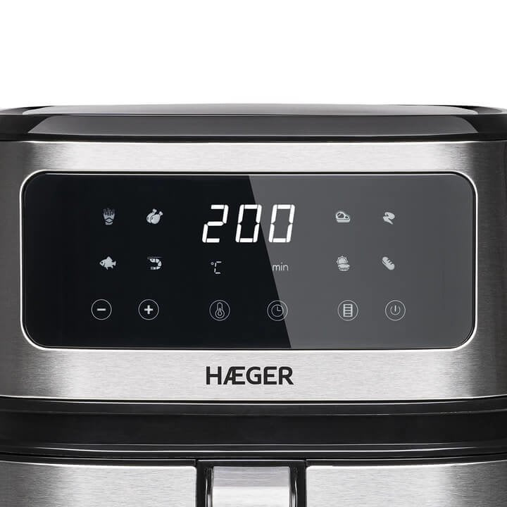 Haeger Af-D50.004a 5 L 1200 W Freidora De Aire Caliente Negro, Acero Inoxidable