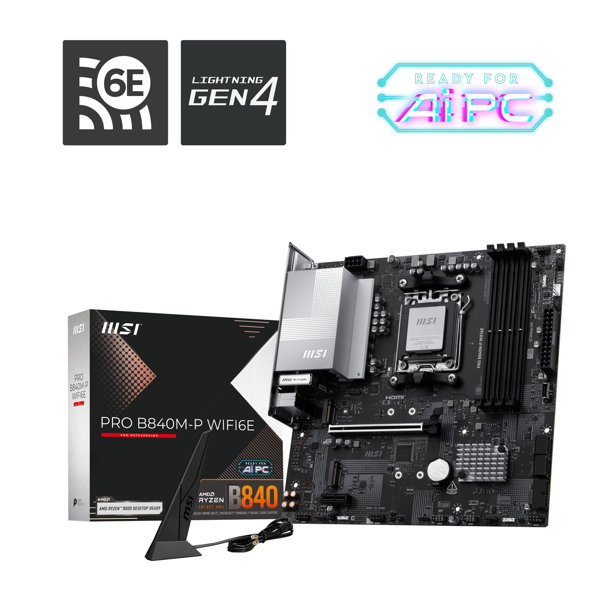 EAN 4711377361804 - MSI PRO B840M-P WIFI6E placa base AMD B840 Zócalo AM5 micro ATX imagen 5