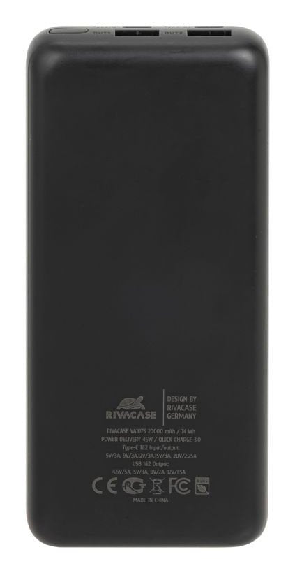 Rivacase Va1075 Qc/Pd 45w 20000 Mah Black