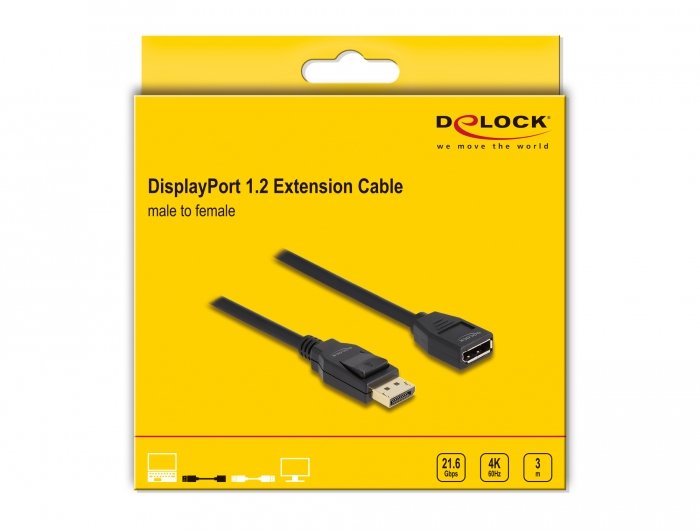 Delock Alargador Displayport 1.2 4k 60 Hz 3 M