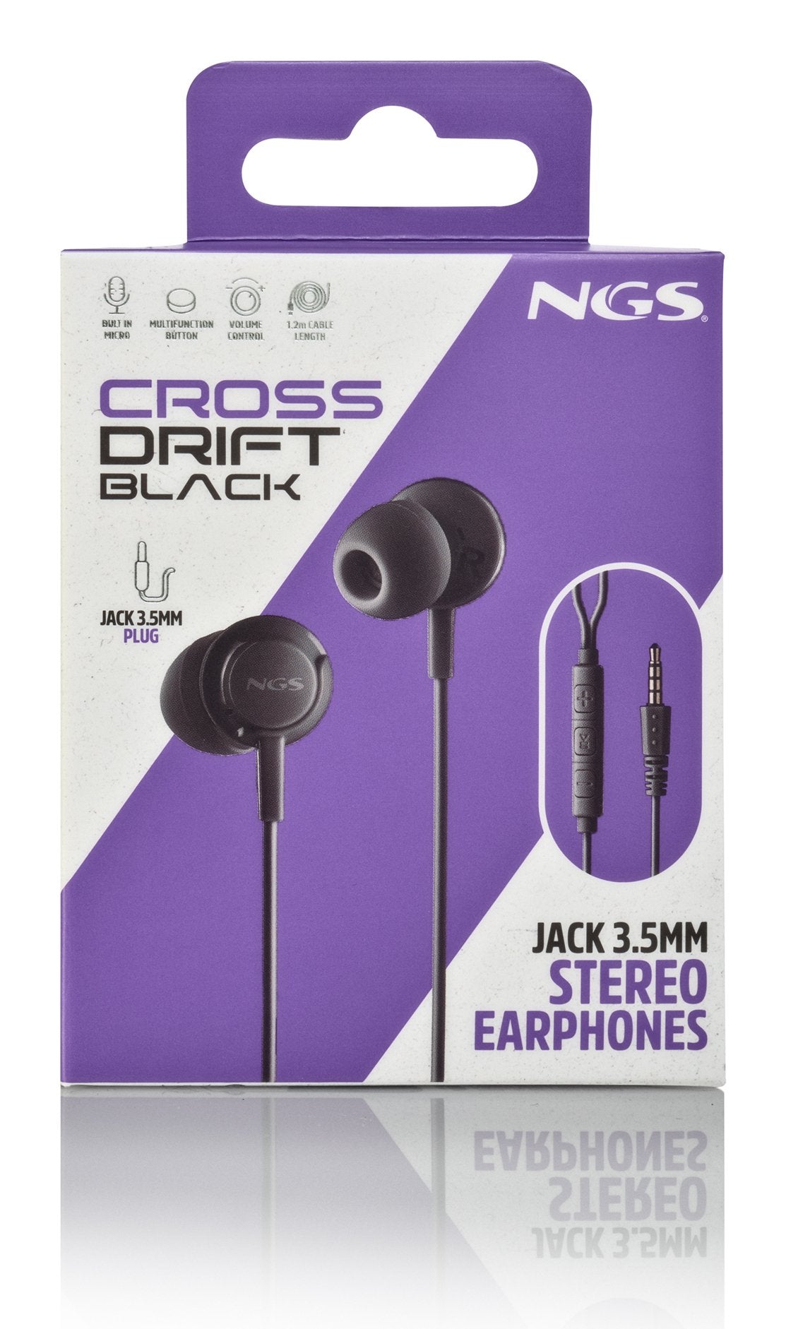 Auriculares Intrauditivos Ngs Cross Drift Con Micrófono Jack 3.5 Negros