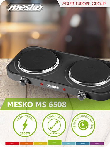EAN 5908256839137 - Mesko Home MS 6509 hobs Negro Encimera Hornillo eléctrico / Placa eléctrica 2 zona(s) imagen 11