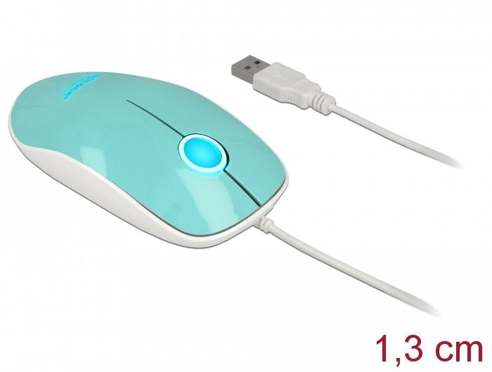 Delock 12538 Mouse Óptico De 3 Botones Led Usb Tipo-A Turquesa