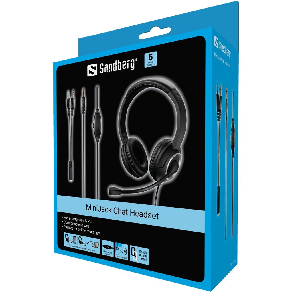 Auriculares Sandberg Chat Con Microfono, Conector De 3,5 Mm, Estereo, Negro