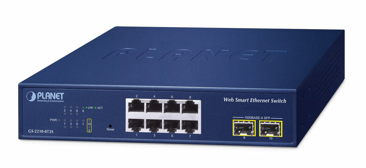 Planet Gs-2210-8t2s 8-Port + 2-Port 1000x Sfp Web Smart Ethernet Switch