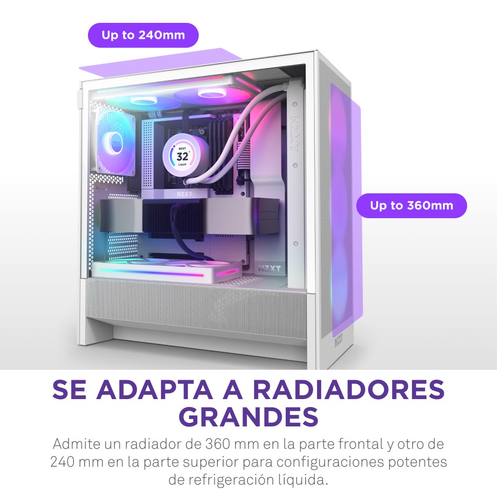 EAN 5056547205861 - NZXT H5 Flow RGB Midi Tower Blanco imagen 12