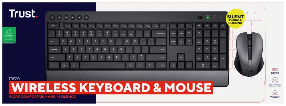 Teclado Trust Trezo Inalámbrico Completo Con Ratón Incluido Y Teclas Multimedia