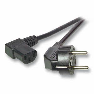 Netzcable 230v Schutzkontakt Cee7(Mecker)->Kaltgeräte Iec-C13(Hchse) 90°, 2m, Negro