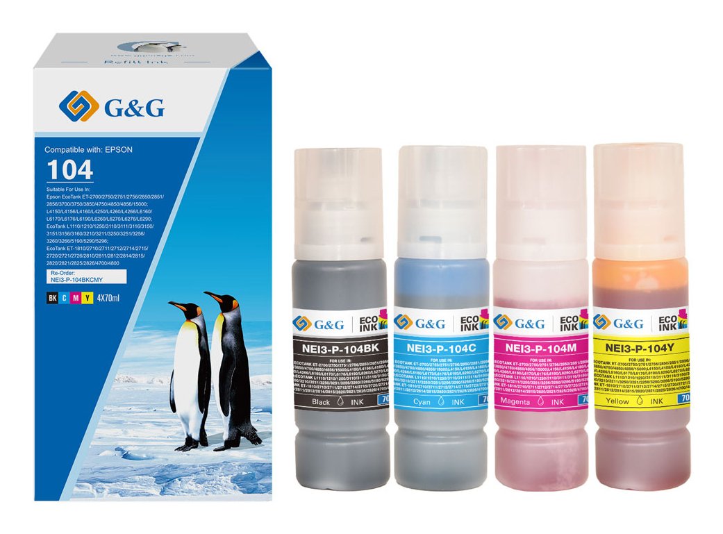 G&G Cartucho Epson 104 C13t00p640 Ecotank 4x 70 Ml Bk C M Y
