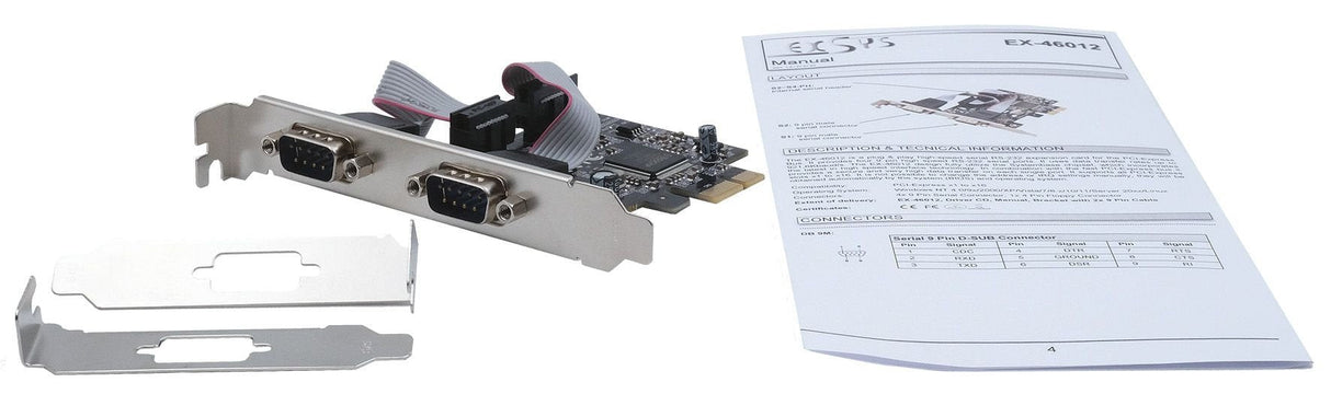 Pcie-Karte 2s Seriell Rs-232 Inkl.Lowprofilbügel Moschip Msc9901