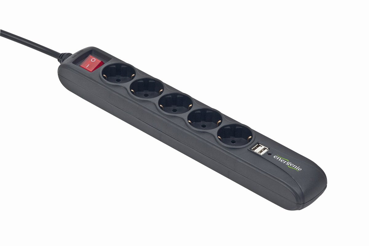 EAN 8716309089777 - EnerGenie SPG5-U2-5 limitador de tensión Negro 5 salidas AC 5 V 1,5 m imagen 2