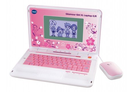 Vtech Glamour Girl Xl Laptop E/R, Aprendizaje De La Computadora Blanca/Rosa 80-117964