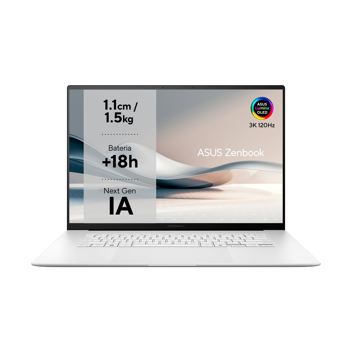 Asus Zenbook S 16 Oled Um5606wa-Rk370w Copilot+ Pc - Ordenador Portátil 16" Wqxga+ 120hz (Amd Ryzen Ai 9 370, 32gb Ram, 2tb Ssd, Radeon 890m, Windows 11 Home) Blanco Escandinavo - Teclado Qwerty Español