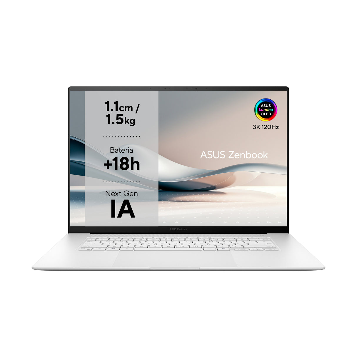 Asus Zenbook S 16 Oled Um5606wa-Rk351w - Ordenador Portátil 16" Wqxga+ 120hz (Amd Ryzen Ai 9 Hx 370, 32gb Ram, 1tb Ssd, Radeon 890m, Windows 11 Home) Blanco Escandinavi - Teclado Qwerty Español