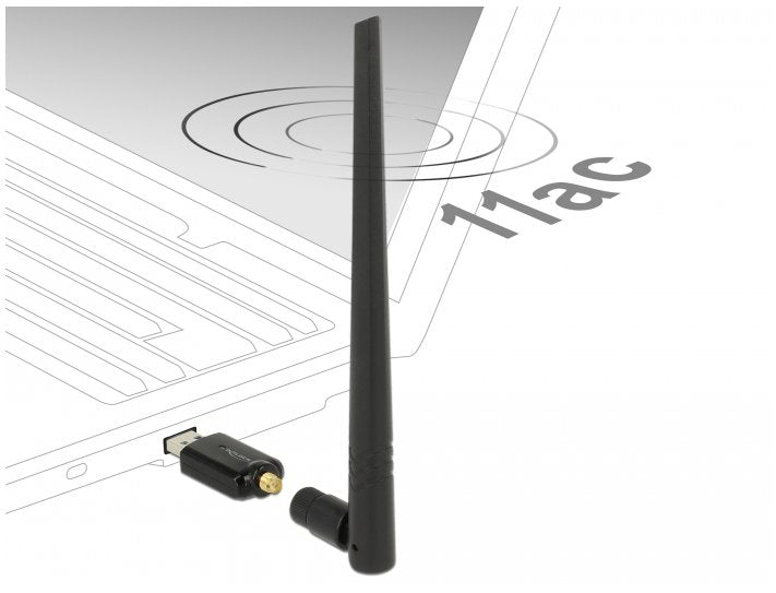 Delock Adaptador Wlan Ac/A/B/G/N Dualband Usb 3.0 A 867 + 300 Mbps Con Antena Externa