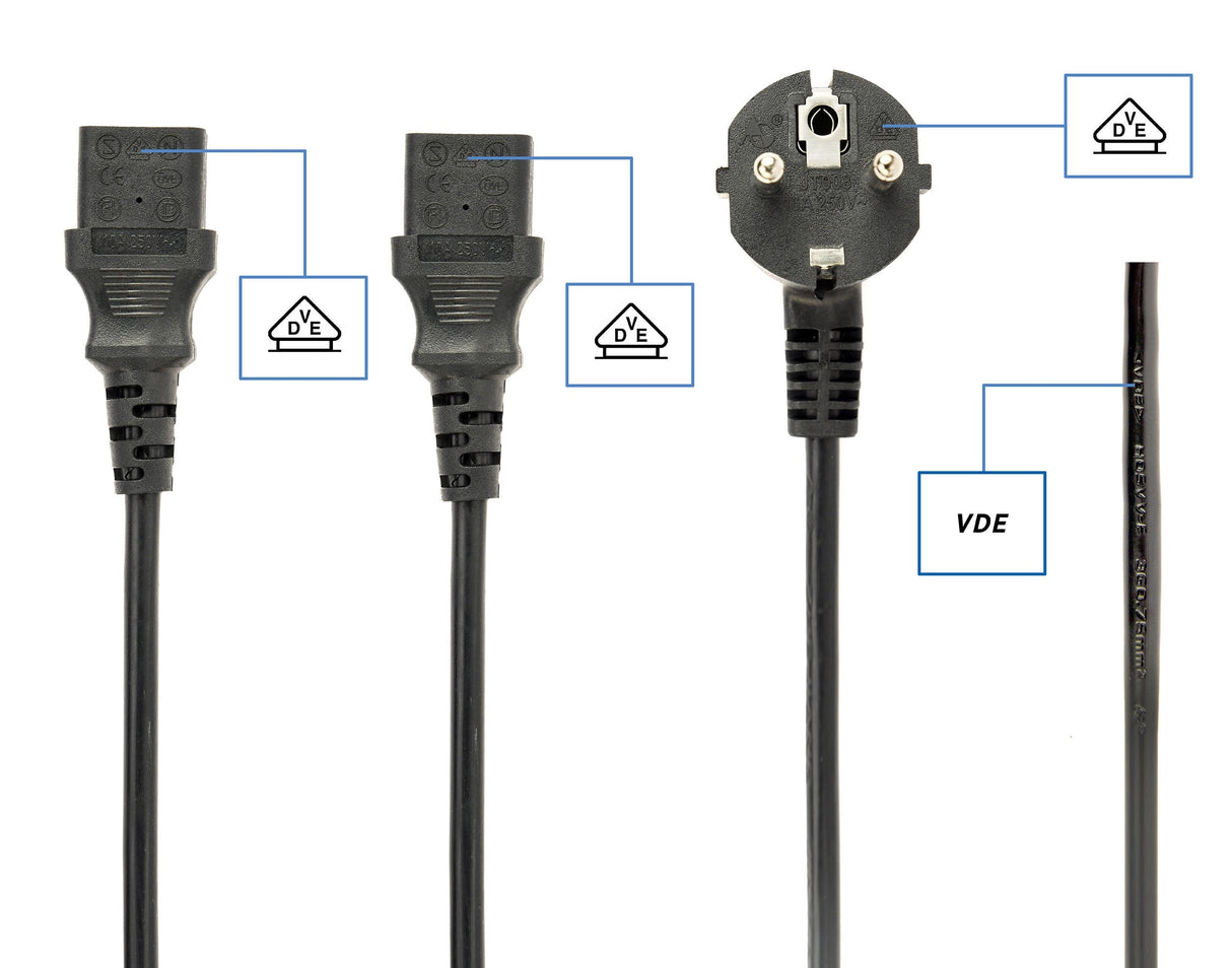 Cable De Alimentacion Gembird 230v 2m 2 Enchufes (Splitter En Y)