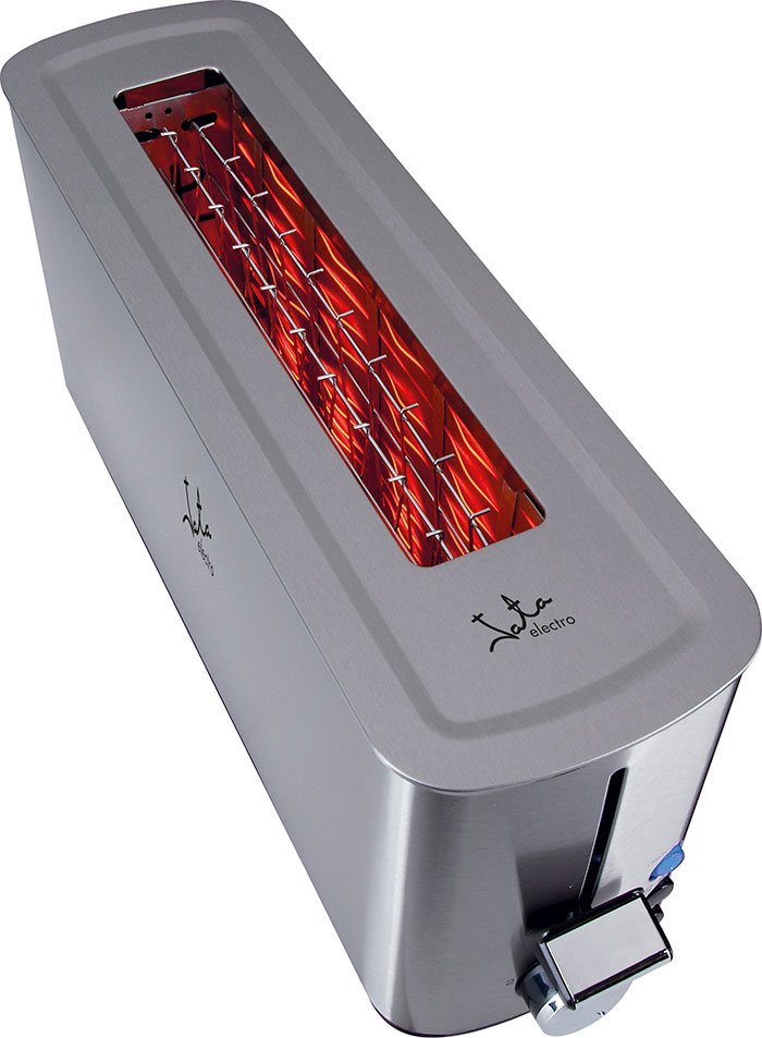 Tostadora Jata Tt1043 1000w Cuerpo Acero Inox Boca Ancha 40mm 5 Posiciones Tostado Pulsador Parada Voluntaria