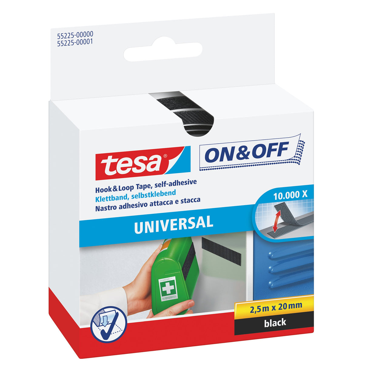 EAN 4042448859402 - TESA 55225-00000 velcro Terciopelo Negro 1 pieza(s) imagen 1