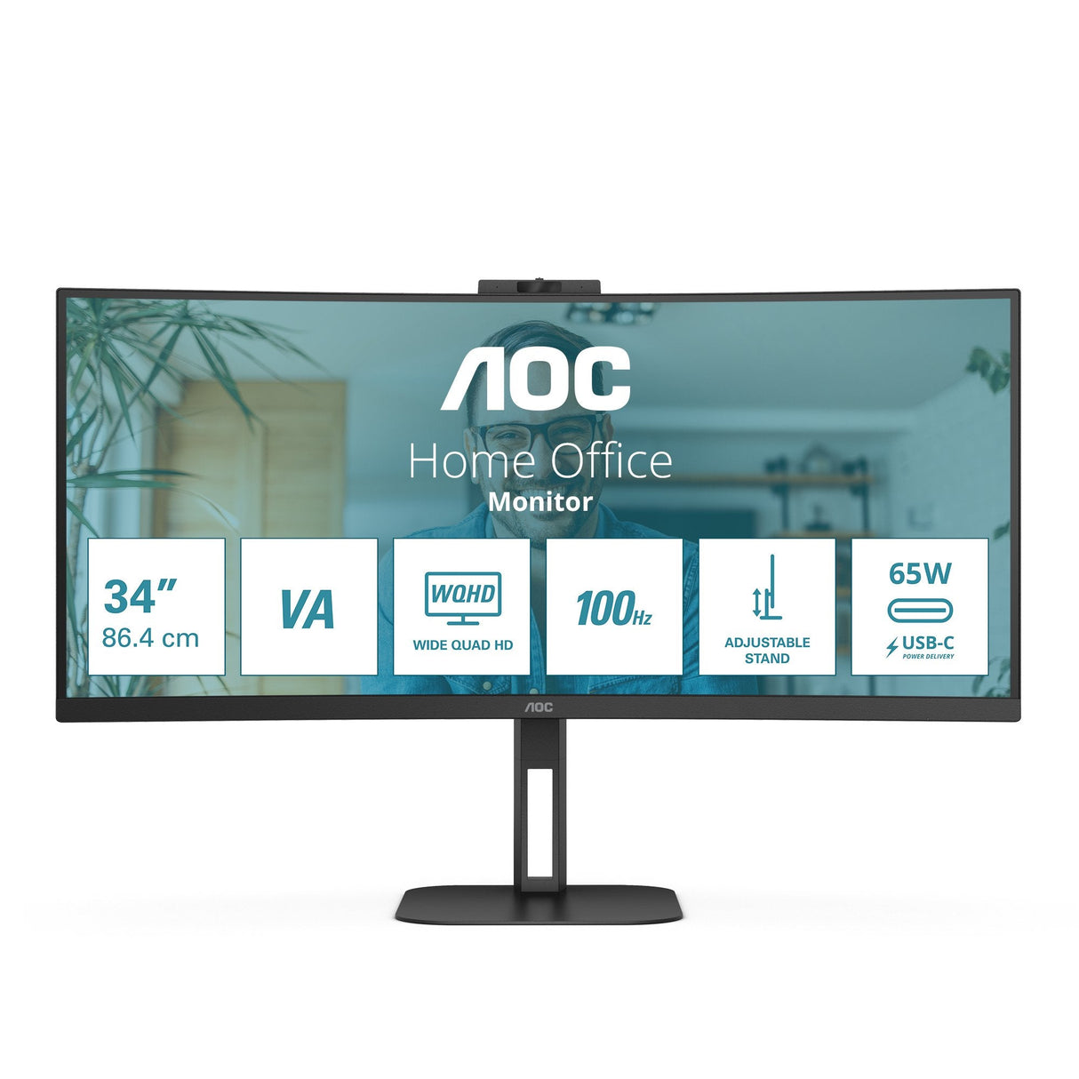 Monitor Led 34" Aoc Curvo Cu34v5cw/Bk Negro